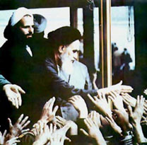 [Khomeini among followers]